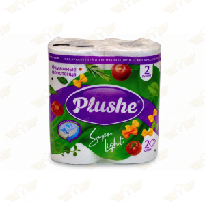 Полотенце Бумажное Plushe Super Light 2 слоя, 2 рулона *10 метров,  Белый