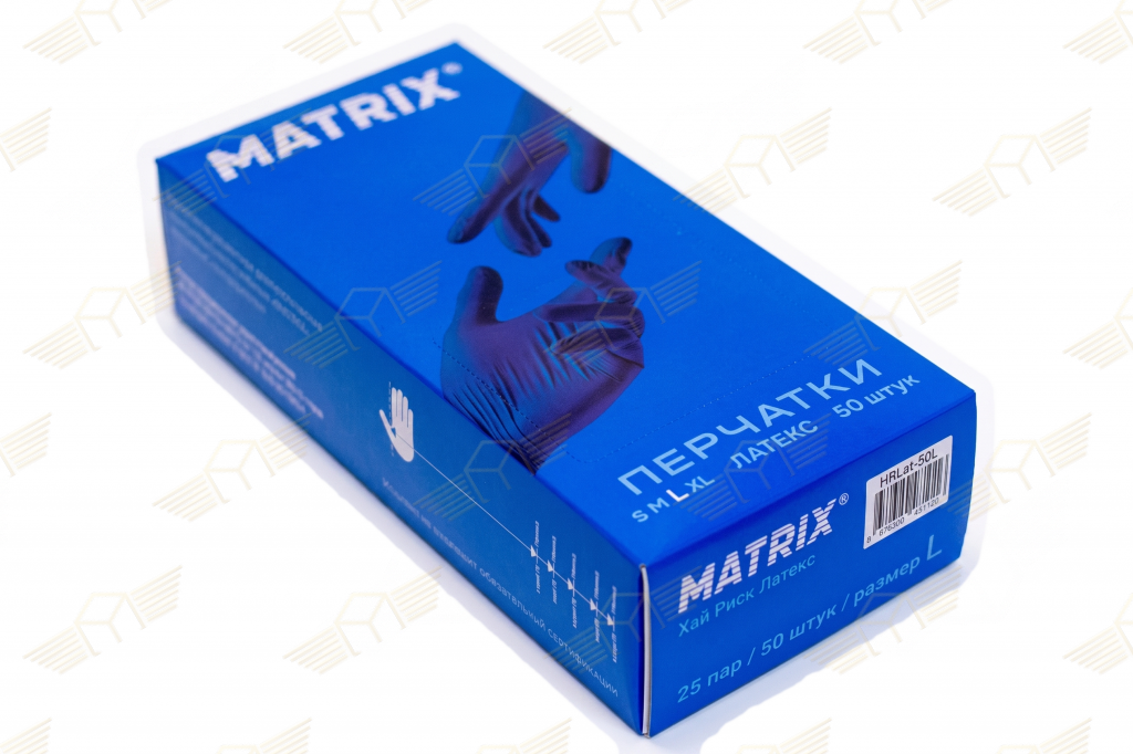 Перчатки латексные Matrix High Risk Latex диагностические 1-хл L цвет темно-синий